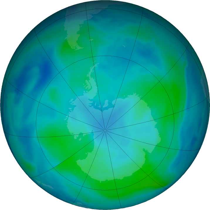 Antarctic ozone map for 27 February 2022